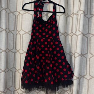 Red and black polka designer dot dress